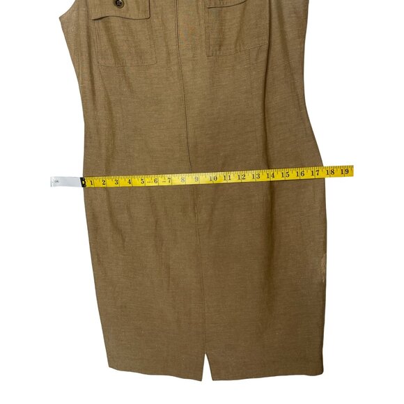 Laundry By Shelli Segal Sleeveless Silk Linen Dress With Button Pockets Size  10 - Picture 8 of 11